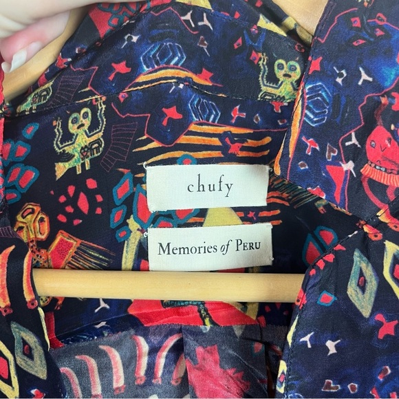 Chufy Memories Of Peru Top Blouse Print Button Down - Picture 10 of 11